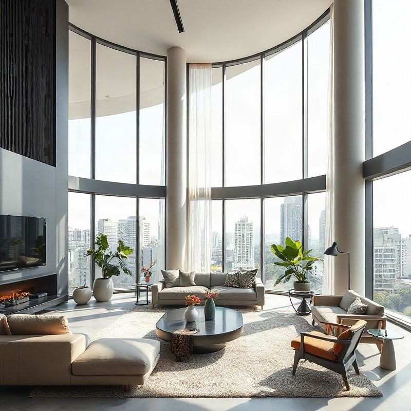 Interior de apartamento premium em Brasília com janelas amplas e luz natural